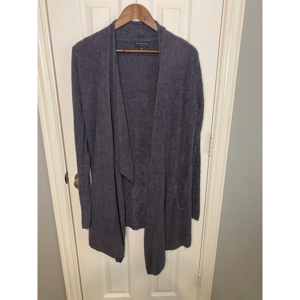 Barefoot‎ Dreams CozyChic Lite Island Small Medium Cardigan Gray Open Front